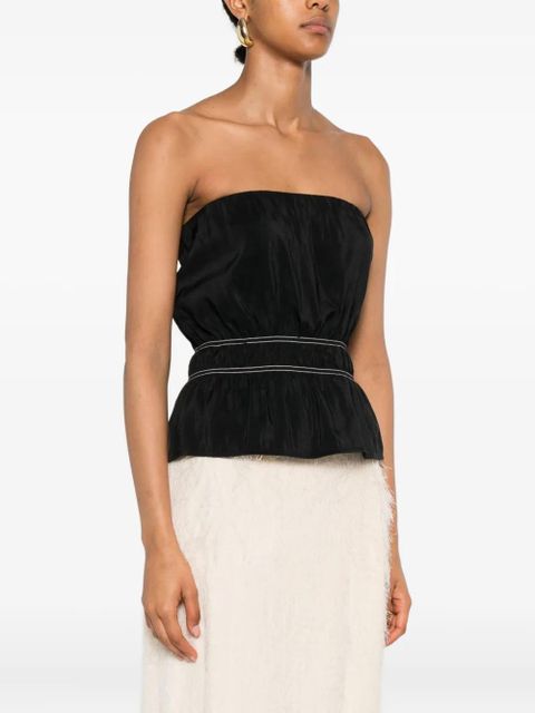 Nanushka smocked-detail bandeau top - Black