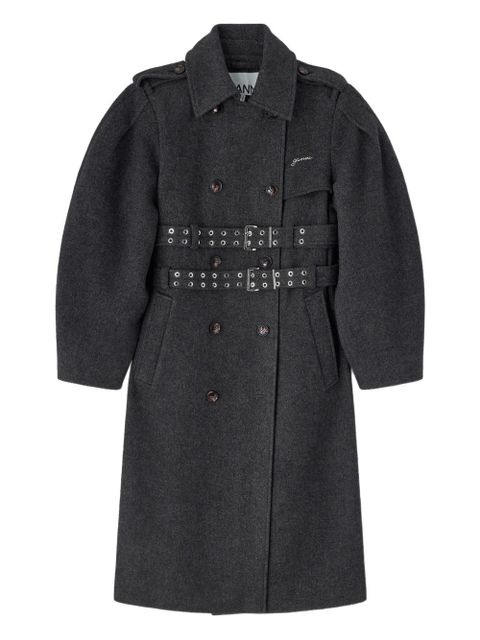 GANNI belted double-breasted coat - Grey - zdjęcie produktu nr 1