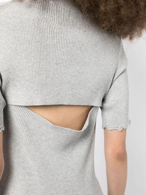 3.1 Phillip Lim lurex ribbed short-sleeve top - Grey