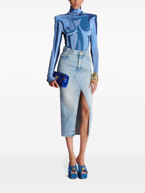 Balmain denim midi skirt - Blue - zdjęcie produktu nr 2