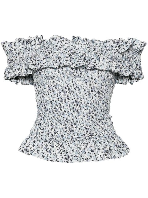 GANNI off-shoulder smocked top - White - zdjęcie produktu nr 1