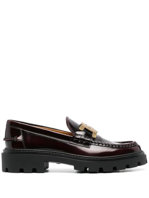 Tod's logo-plaque leather loafers - Red - zdjęcie produktu nr 1