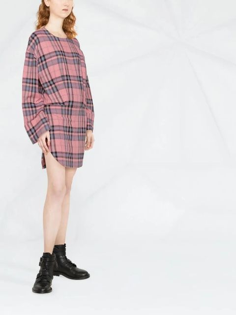 The Attico plaid-pattern mini shift dress - Pink