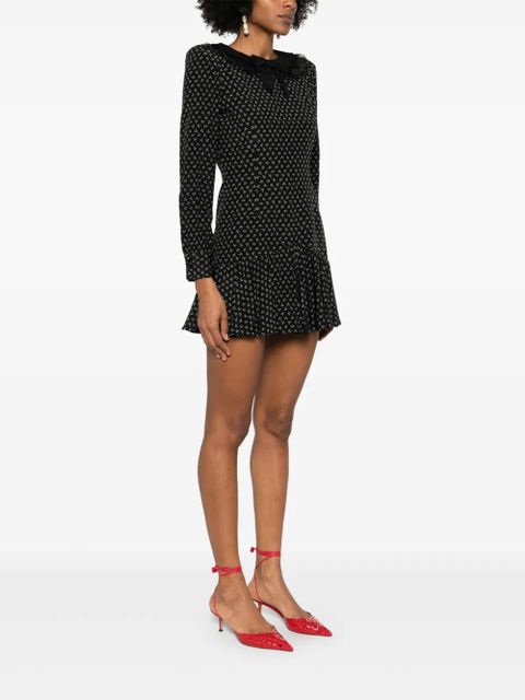Alessandra Rich flower-print silk mini dress - Black