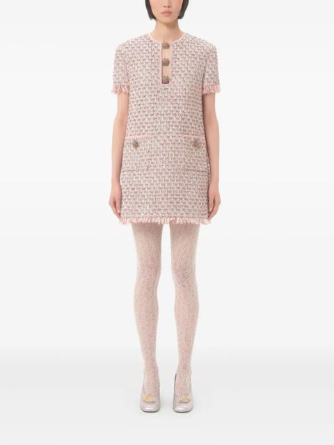 Valentino Garavani embellished-button tweed mini dress - Pink