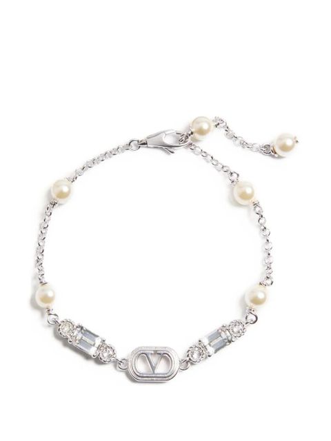 Valentino Garavani Ovalette pearl-embellished bracelet - Silver - zdjęcie produktu nr 1