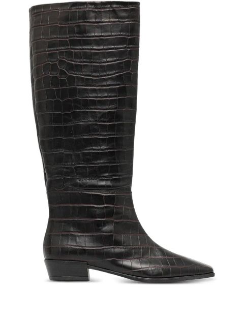 Copenhagen pointed-toe crocodile-effect knee-high boots - Brown - zdjęcie produktu nr 1