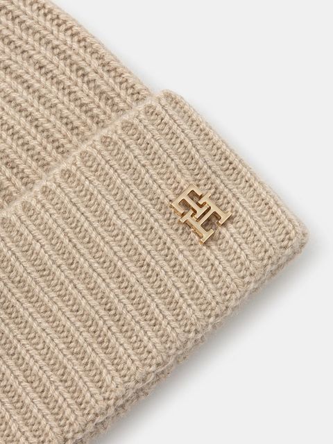 Tommy Hilfiger czapka kaszmirowa kolor beżowy AW0AW17772