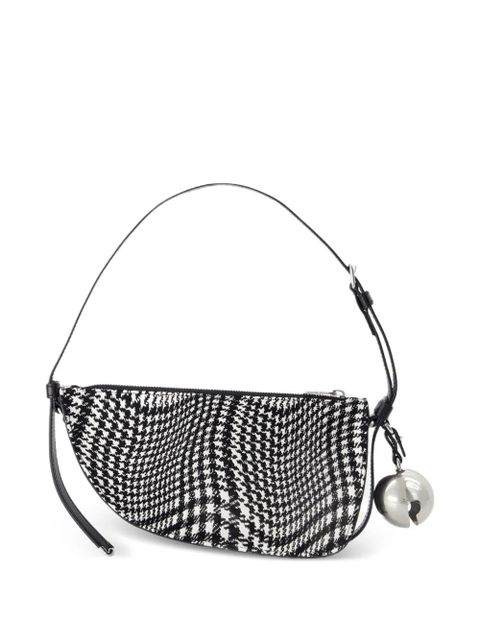 Burberry Mini Shield houndstooth-pattern half-moon bag - Black - zdjęcie produktu nr 2