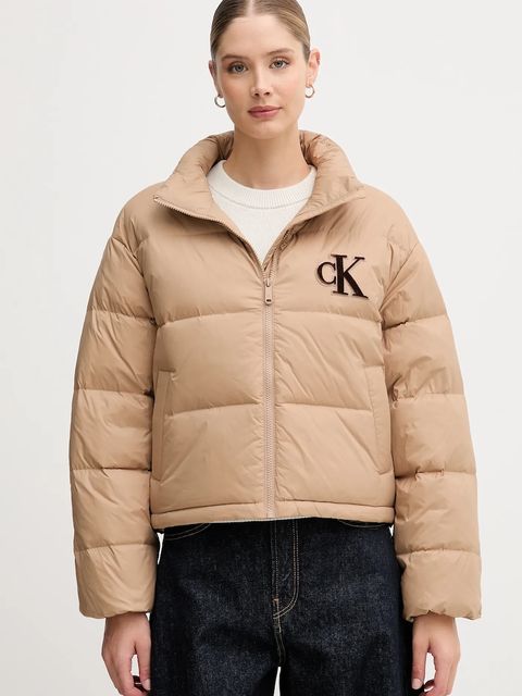 Calvin Klein Jeans kurtka puchowa kolor beżowy zimowa LV047D503G - zdjęcie produktu nr 1