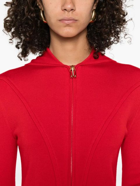Victoria Beckham zip-front panelled cardigan - Red