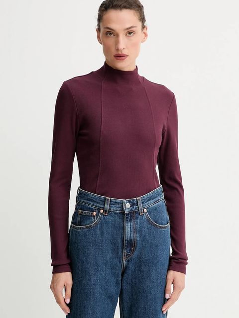 G-Star longsleeve 0 kolor bordowy z półgolfem D26905.E136 - zdjęcie produktu nr 1