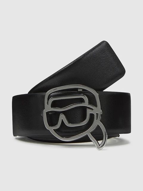 Karl Lagerfeld pasek skórzany dwustronny IKON damski kolor beżowy A4W33048 - zdjęcie produktu nr 1