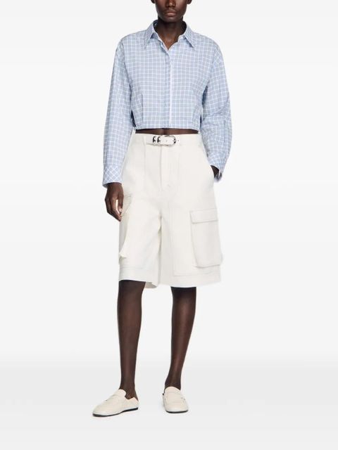 SANDRO wide-leg cotton bermuda shorts - White