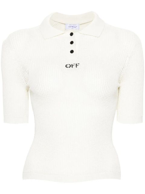 Off-White logo-embroidered polo shirt - Neutrals - zdjęcie produktu nr 1
