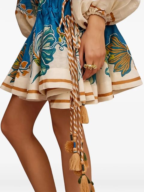 ALEMAIS Luda floral tassel mini dress - Blue