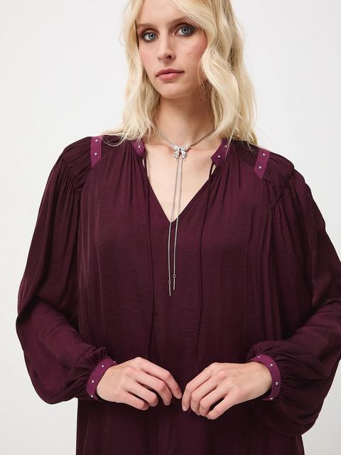 Medicine sukienka kolor bordowy mini oversize