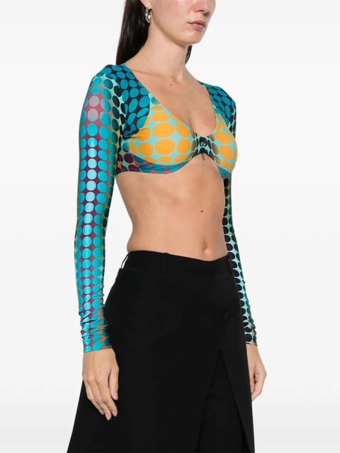 Jean Paul Gaultier long-sleeve polka dot top - Blue