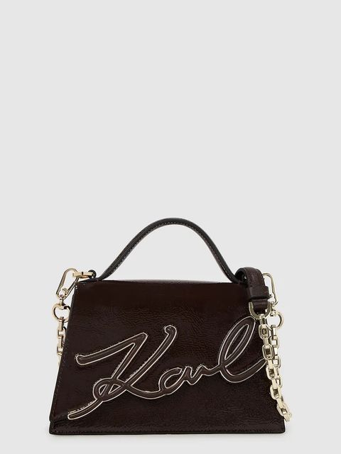 Karl Lagerfeld torebka skórzana K/SIGNATURE kolor bordowy A4W30033 - zdjęcie produktu nr 1