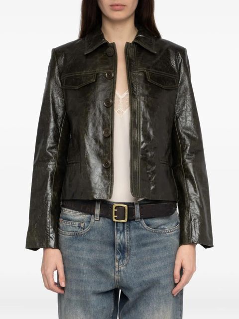 Zadig&Voltaire Liam button leather jacket - Green