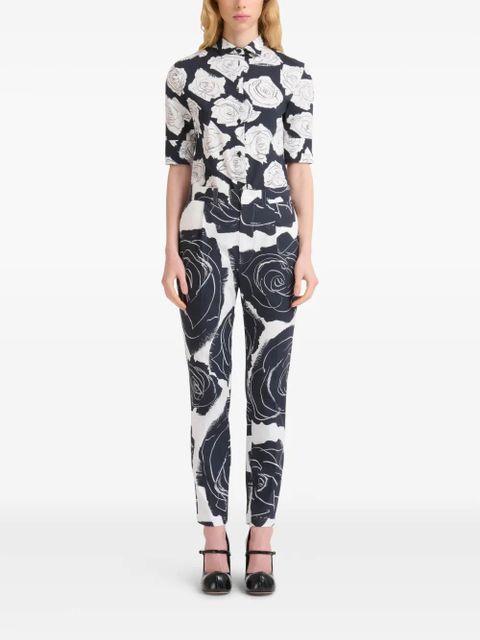 Marni rose-print trousers - White