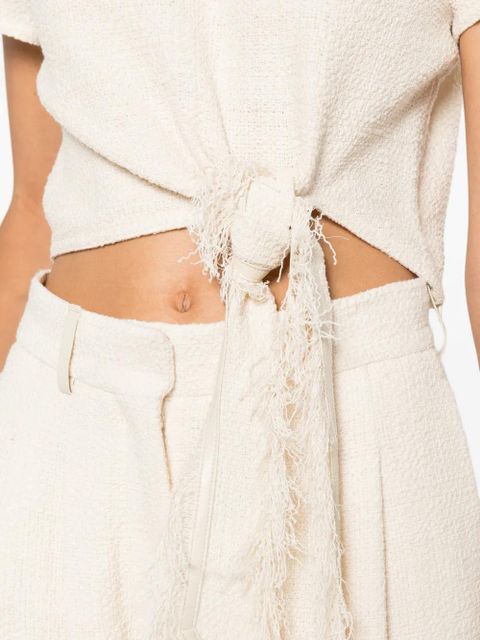 Nanushka Mariel frayed-detail top - Neutrals