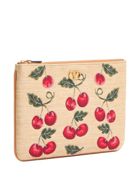 Valentino Garavani VLogo Signature Cherryfic-print clutch bag - Neutrals - zdjęcie produktu nr 2