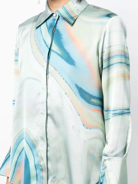 Simkhai Elika marble-print shirt - Green