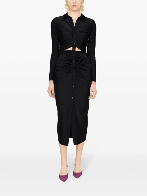 Self-Portrait ruched spread-collar midi dress - Black - zdjęcie produktu nr 2