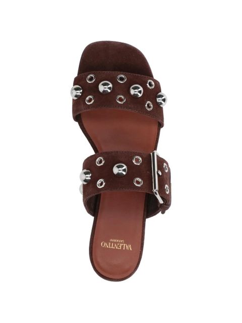 Valentino Garavani Nellcôte studs buckle sandals - Brown