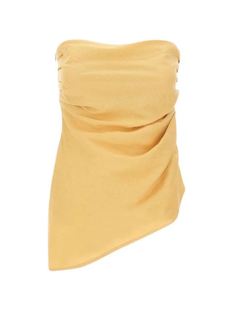 Faithfull the Brand Nera gathered asymmetric linen top - Yellow - zdjęcie produktu nr 1