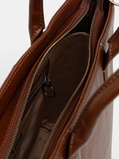 Barbour torebka skórzana kolor brązowy LBA0489