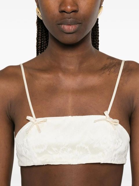 Aya Muse Eteri lace cropped top - Neutrals