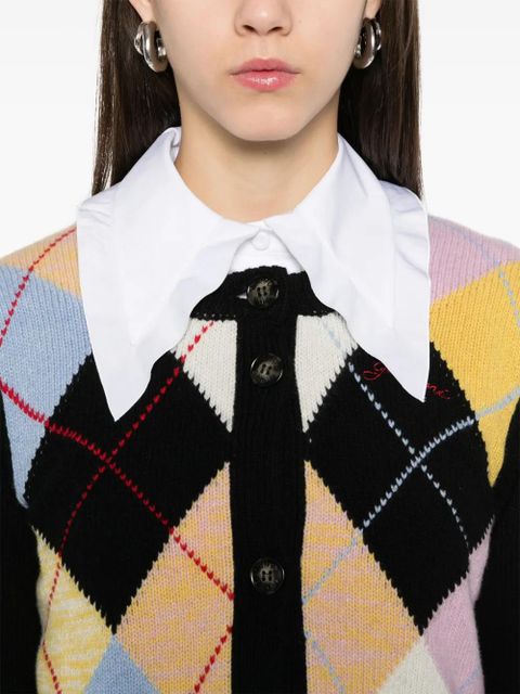 GANNI argyle cardigan - Black