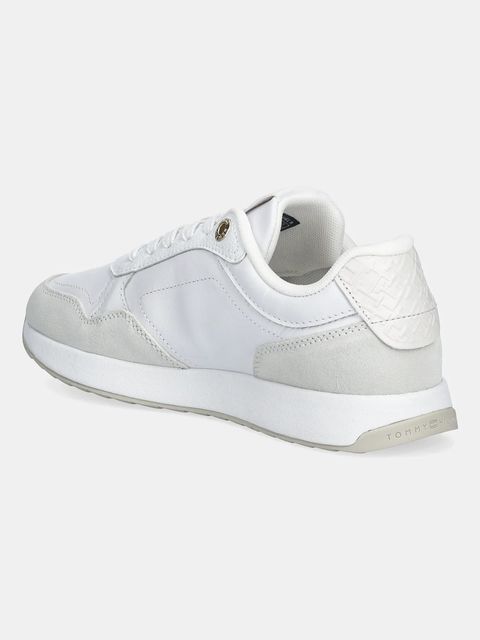 Tommy Hilfiger sneakersy skórzane MONOGRAM MIX MATERIAL RUNNER damskie kolor biały FW0FW09267