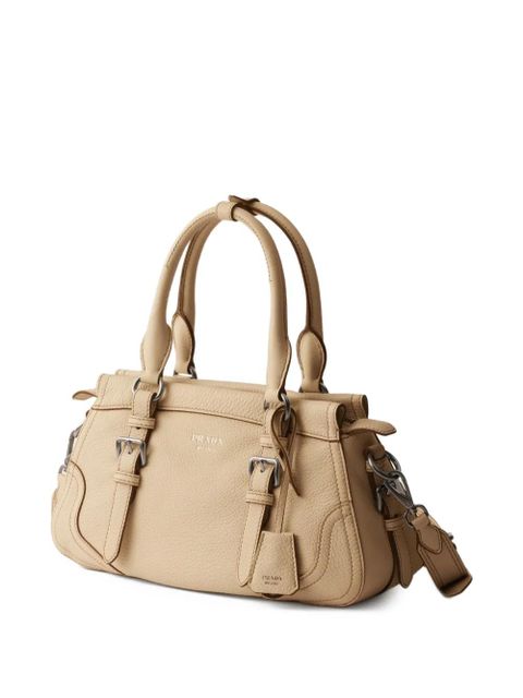 Prada large leather tote bag - Neutrals