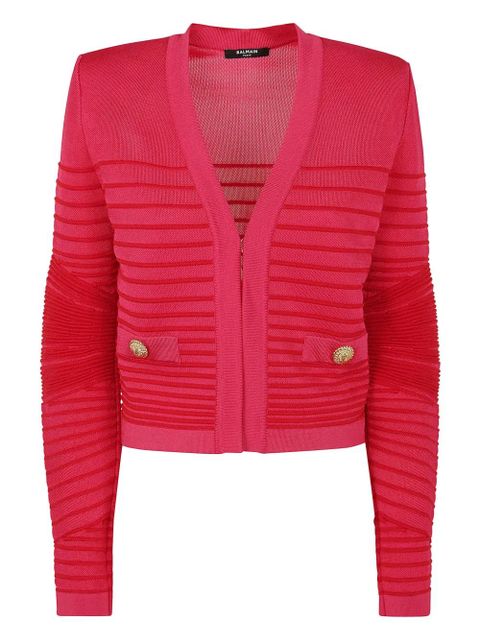 Balmain ribbed-detail cardigan - Pink - zdjęcie produktu nr 1