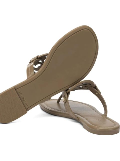 Tory Burch Miller cut-out leather flat sandals - Brown