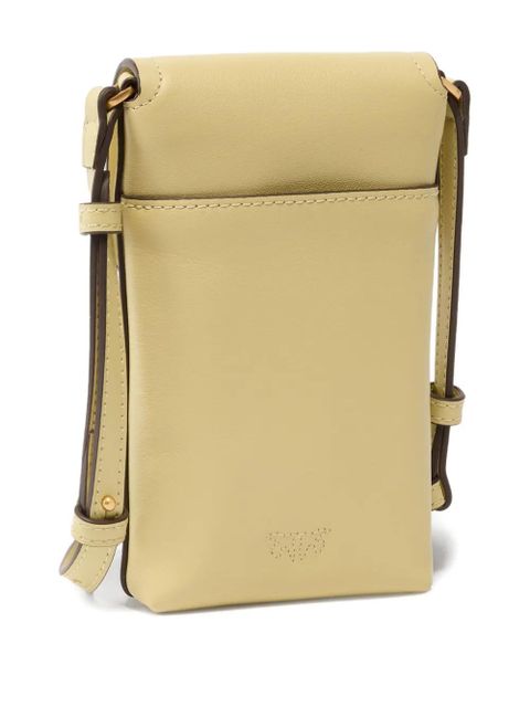 PINKO antique-gold logo leather crossbody bag - Yellow