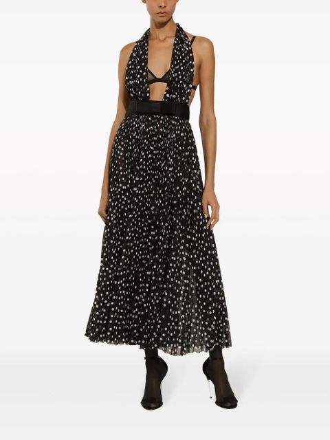Dolce & Gabbana polka dot-print halterneck dress - Black