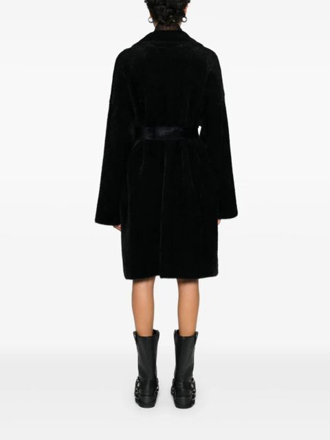 PINKO belted buttoned coat - Black