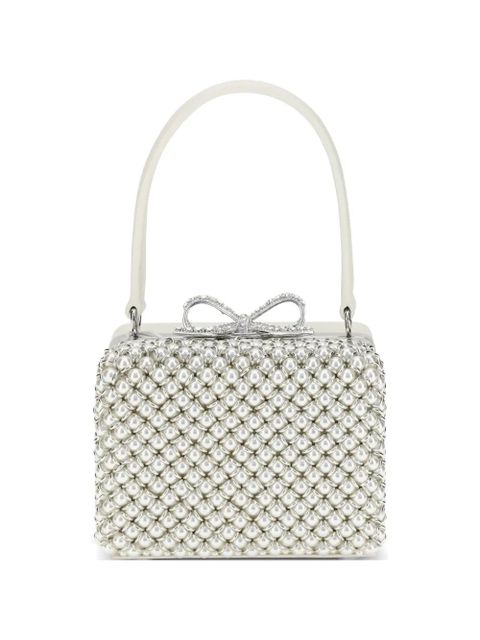 Self-Portrait pearl embellished micro bag - Neutrals - zdjęcie produktu nr 1