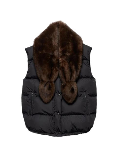 Prada shearling triangle-logo down gilet - Black - zdjęcie produktu nr 1