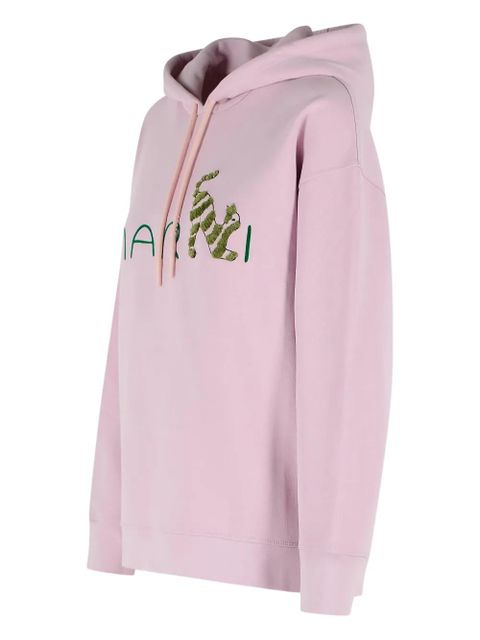 Marni drawstring-logo hoodie - Pink