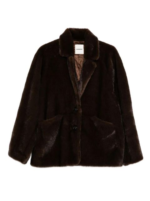 SANDRO faux-fur buttoned coat - Brown - zdjęcie produktu nr 1