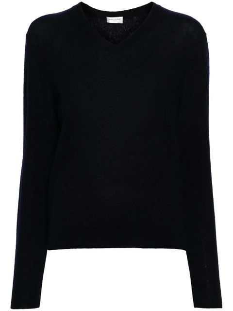 Saint Laurent V-neck knitted jumper - Blue - zdjęcie produktu nr 1