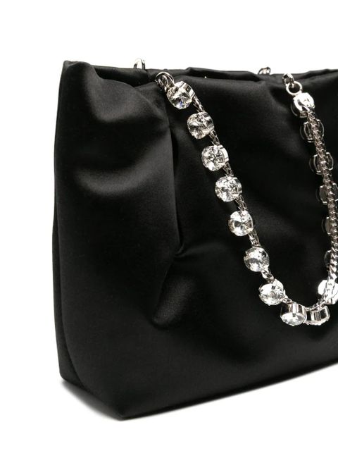 Aquazzura crystal-embellished satin tote bag - Black