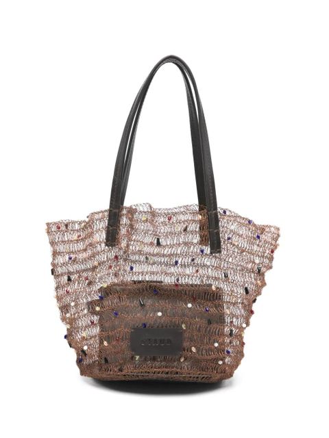 STAUD Jewel beaded tote bag - Brown - zdjęcie produktu nr 1