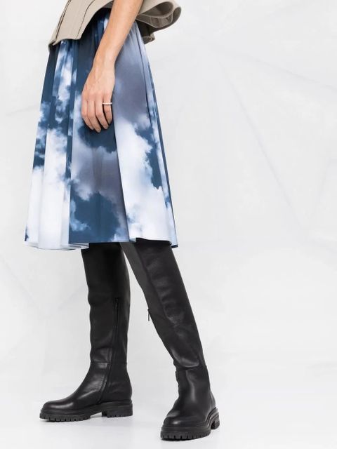Alexander McQueen cloud photographic-print pleated skirt - Blue