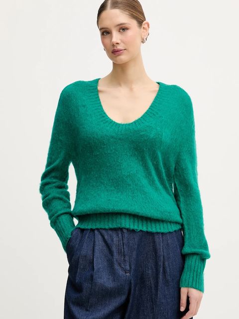 United Colors of Benetton sweter z dodatkiem moheru damski kolor zielony 1VAAD10EX - zdjęcie produktu nr 1